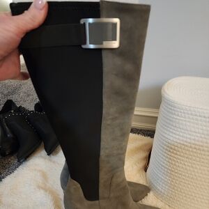 Calvin Klein GORGEOUS gray and black suede boots. Size 8. Like new.